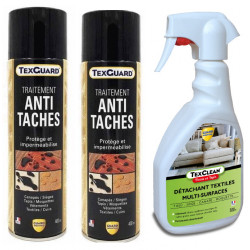 Texclean Nettoyant détachant Textile + 2 Sprays Antitache TexGuard